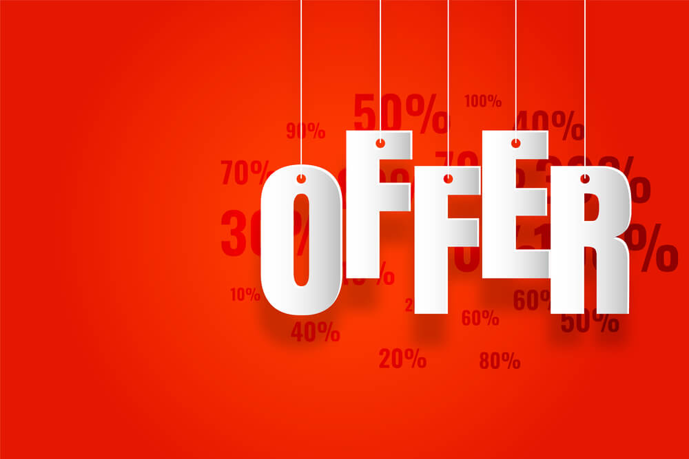 Promotional "OFFER" with percentage discounts
